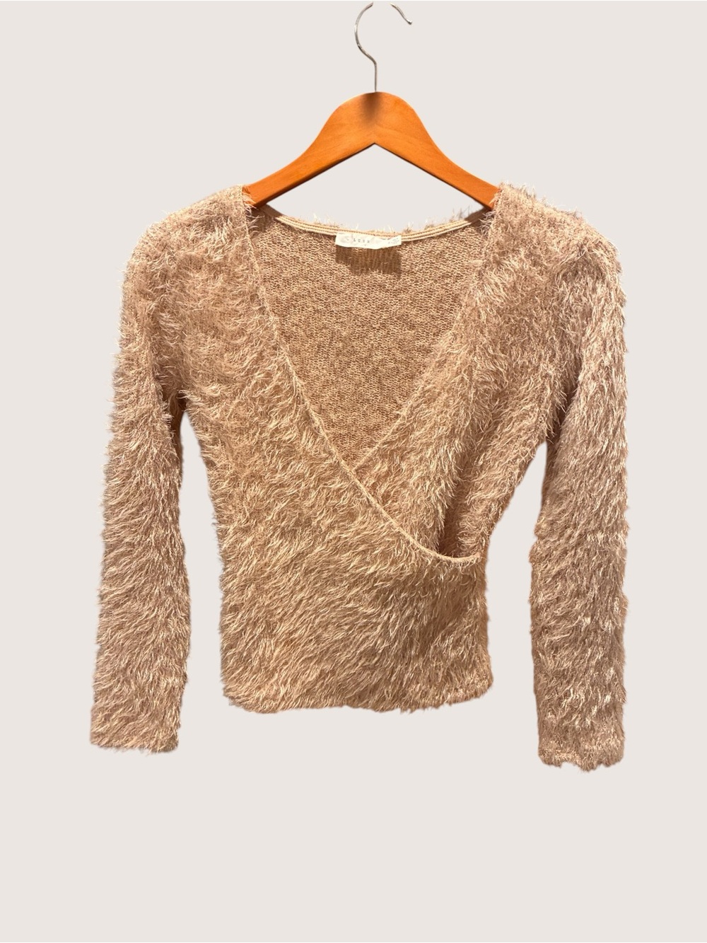 Lush Fuzzy Knit Sweater in Taupe Peach